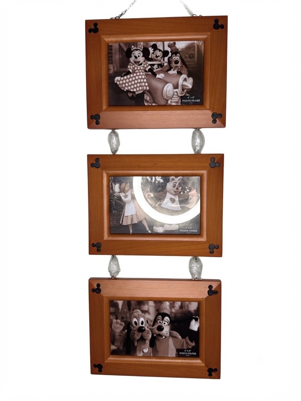 Authentic Disney Parks 3-Tier Hanging Wood Photo Frame Mickey Head